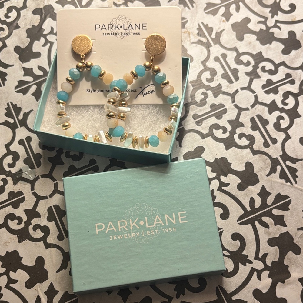 Park Lane Gold and Blue Beaded Earrings
